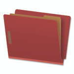Pendaflex Colored Pressboard End Tab Classification Folders, 1.75" Expansion, 1 Divider, 4 Fasteners, Letter Size, Red Exterior, 10/Box View Product Image