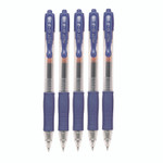 Pilot G2 Premium Gel Pen, Retractable, Extra-Fine 0.5 mm, Blue Ink, Smoke/Blue Barrel, 5/Pack View Product Image