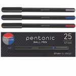 TOPS PENTONIC Ballpoint Pen, Stick, Fine 0.7 mm, Assorted Ink Colors, Black Barrel, 25/Pack View Product Image