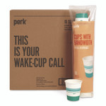 Perk Paper Hot Cups, 10 oz, White/Teal, 500/Carton View Product Image