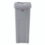 Rubbermaid Commercial Universal Square Trash Can with Swing Lid, 23 gal, Plastic, Gray View Product Image