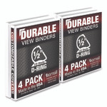 Samsill Durable D-Ring View Binders, 3 Rings, 0.5" Capacity, 11.5" x 8.5", White, 4/Pack View Product Image