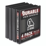 Samsill Durable D-Ring View Binders, 3 Rings, 1" Capacity, 11.5" x 8.5", Black, 4/Pack View Product Image