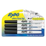 EXPO Low-Odor Dry-Erase Marker, Extra-Fine Bullet Tip, Black, 4/Pack View Product Image