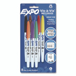 EXPO Vis--Vis Wet Erase Marker, Fine Bullet Tip, Assorted Colors, 8/Pack View Product Image