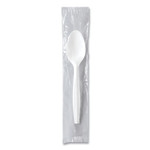 SOLO Regal Mediumweight Cutlery, Individually Wrapped, Spoon, Plastic, White, 1,000/Carton View Product Image