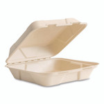 Vegware Nourish Molded Fiber Takeout Containers, Compostable, 9 x 9 x 3, White, Sugarcane, 200/Carton View Product Image