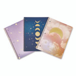 Eccolo Celestial Body Spiral Notebook, 1-Subject, Medium/College Rule, Assorted Cover Colors/Designs, (80) 11 x 8.5 Sheets, 3/Pack View Product Image
