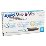 EXPO Vis-a-Vis Wet Erase Marker, Fine Bullet Tip, Black, Dozen View Product Image