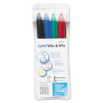 EXPO Vis-a-Vis Wet Erase Marker, Fine Bullet Tip, Assorted Colors, 4/Set View Product Image