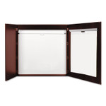 MasterVision Conference Cabinet, Porcelain Magnetic Dry Erase Board, 48 x 48, White Surface, Cherry Wood Frame (BVCCAB01010130) View Product Image