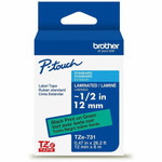 Brother Genuine P-touch TZe731 BK on GRN Label Tape, Laminated, 12mmX8m - x 15/32" Width - Green - Polyester - Water Resistant - Laminated Product Image 