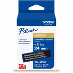 Brother Genuine P-touch TZeM355 WHT on BK Label Tape, Premium Matte Laminated, 24mmX8m - x 15/16" Width - Matte Black Product Image 