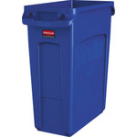Rubbermaid Commercial Slim Jim Vented Container - 16 gal Capacity - Rectangular - Durable, Vented, Sturdy, Weather Resistant, Handle, Lightweight - 25" Height x 11" Width - Blue Product Image 