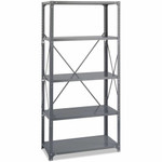 Safco Commercial 5 Shelf Kit - 36" Width x 18" Depth x 75" Height - 5 x Shelf(ves) - 3750 lb Load Capacity - Double-sided - Gray Product Image 