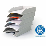 DURABLE VariColor 5-Part Tray Set - Vertical - 2.91" Height x 10.39" Width x 13.23" Depth - Desk - Stackable - Gray, Anthracite, Red-Orange, Gray-Blue, Opaque, Light Yellow, Platinum Gray, Blue-Green Product Image 