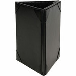 Deflecto Three-Panel Table Tent - Support 5" x 7" Media - Leather, Leatherette - Black - Magnetic, Foldable Product Image 