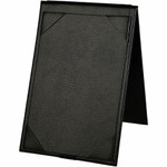 Deflecto Double-Sided A-Frame Table Tent - Support 4" x 6" Media - Leatherette, Leather - Black - Foldable, Double-sided Product Image 