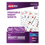 Avery The Mighty Badge Name Badge Inserts, 1 x 3, Clear, Inkjet, 20/Sheet, 5 Sheets/Pack (AVE71209) View Product Image