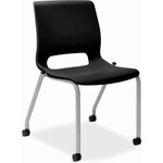 HON Motivate Chair - Plastic Seat Material - Black Back Color - Plastic Back Material - Platinum Metallic Frame Color - Reinforced Resin Frame Material Product Image 
