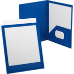 Oxford ViewFolio Letter Pocket Folder - 8 1/2" x 11" , 9 1/2" x 11 5/8" - 2 Pocket(s) - Polypropylene - Blue - Wear Resistant, Water Proof, Die-cut, Durable Product Image 
