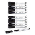 U Brands Medium Point Low-Odor Dry-Erase Markers with Erasers, Medium Bullet Tip, Black, Dozen View Product Image
