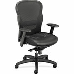 HON Wave Chair - Black Seat Color - Bonded Leather Seat Material - Black Back Color - Bonded Leather, Mesh Back Material - Black Frame Color Product Image 