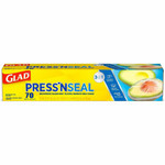 Glad 70 Square Foot Press'n Seal Food Plastic Wrap - 11.80" Width x 71.10 ft Length - Durable, Freezer Safe, Microwave Safe, Cutting Edge - Plastic - Clear Product Image 