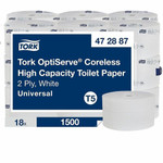 TORK OptiServe High Capacity Coreless Toilet Paper White T5 - 2 Ply - 3.70" Width x 500 ft Length - White - 1500 Sheets Product Image 