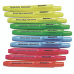 AbilityOne 7520015548208, SKILCRAFT Retractable Highlighter, Assorted Ink Colors, Chisel Tip, Assorted Barrel Colors, 10/Set View Product Image