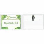 C-Line Laser/Inkjet Clip Style Badge Holder Kits - 2.3" Height x 3.5" Width - Vinyl - Clear Product Image 
