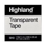 Highland Transparent Tape, 1" Core, 0.5" x 36 yds, Clear (MMM5910121296) View Product Image