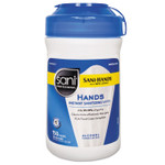 Sani Professional Hands Instant Sanitizing Wipes, 6 x 5, Unscented, White, 150/Canister, 12 Canisters/Carton (NICP43572CT) View Product Image