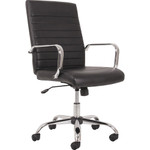 Sadie Seating Leather Executive Chair - Black Seat Color - Leather Seat Material - Chrome Frame Material - High Back - 5-star Base Product Image 