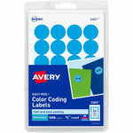 Avery Removable Color-Coding Labels, 3/4" Diameter, 1,008 Labels (5461) - 3/4" Diameter - Removable Adhesive - Round - Laser, Inkjet - Light Blue Product Image 