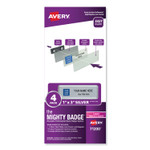 Avery The Mighty Badge Name Badge Holder Kit, Horizontal, 3 x 1, Laser, Silver, 4 Holders/32 Inserts (AVE71200) View Product Image