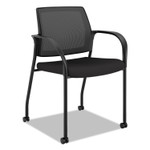 HON Ignition 2.0 4-Way Stretch Mesh Back Mobile Stacking Chair, Supports 300 lb, 18" Seat Height, Black Seat/Back, Black Base View Product Image