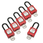 AbilityOne 5340016502636, SKILCRAFT Lockout Tagout Padlocks, 1 Set of 6 Keyed Alike View Product Image