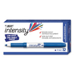 BIC Intensity Low Odor Fine Point Dry Erase Marker, Fine Bullet Tip, Blue, Dozen View Product Image