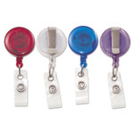 Advantus Translucent Retractable ID Card Reel, 30" Extension, Assorted Colors, 4/Pack View Product Image