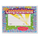 TREND Congratulations Colorful Classic Certificates, 11 x 8.5, Horizontal Orientation, Assorted Colors with White Border, 30/Pack View Product Image