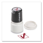 Universal Round Message Stamp, CHECK MARK, Pre-Inked/Re-Inkable, Red (UNV10075) View Product Image