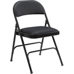 Lorell Padded Folding Chairs - Black Seat Color - Fabric Seat Material - Black Back Color - Fabric Back Material - Powder Coated Frame Color Product Image 