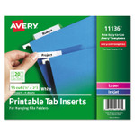 Avery Tabs Inserts For Hanging File Folders, 1/5-Cut, White, 2" Wide, 100/Pack (AVE11136) View Product Image