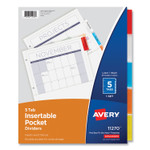 Avery Insertable Dividers w/Single Pockets, 5-Tab, 11.25 x 9.13, White, 1 Set View Product Image