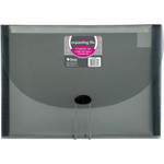 C-Line 48301 Letter Expanding File - 8 1/2" x 11" - 7 Pocket(s) - Polypropylene - Smoke - Acid-free, Non-toxic, Button Closure Product Image 