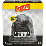 Glad Strong Large Drawstring Trash Bags - Large Size - 30 gal Capacity - 32.99" Length x 30" Width x 1.05 mil (27 Micron) Thickness - Drawstring Closure - Black - (CLO78952) Product Image 