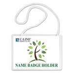 C-Line Specialty Name Badge Holder Kits, 4 x 3, Horizontal Orientation, White, 50/Box (CLI97043) View Product Image