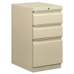 HON Mobile Pedestals, Left or Right, 3-Drawers: Box/Box/File, Legal/Letter, Putty, 15" x 20" x 28" (BSXHBMP2BL) View Product Image