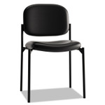 HON VL606 Stacking Guest Chair without Arms, Bonded Leather Upholstery, 21.25" x 21" x 32.75", Black Seat, Black Back, Black Base (BSXVL606SB11) Product Image 